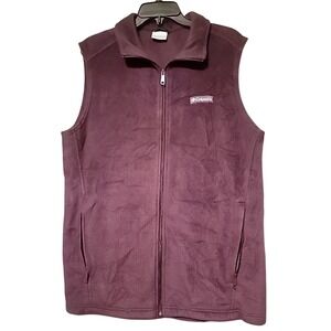 Columbia Women Purple Full Zip Fleece Vest Size Large Tall with Zippered Pockets
